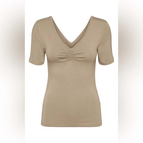 Vero Moda Panda V-Neck Knit Crop NWT Top Essential Classic Basic L - Picture 1 of 4